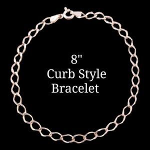 Sterling Italy Curb Link Charm Chain Bracelet